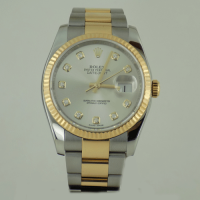 DATEJUST 36 mm ÇELİK ALTIN GRİ PIRLANTA KADRAN